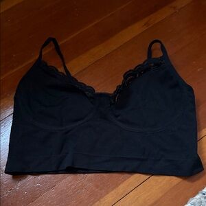 NEVER WORN Black Lace Trim Bralette